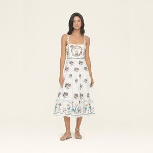 NWT Agua by Agua Bendita Hand Embroidered Lima Florero Midi Dress Size XL